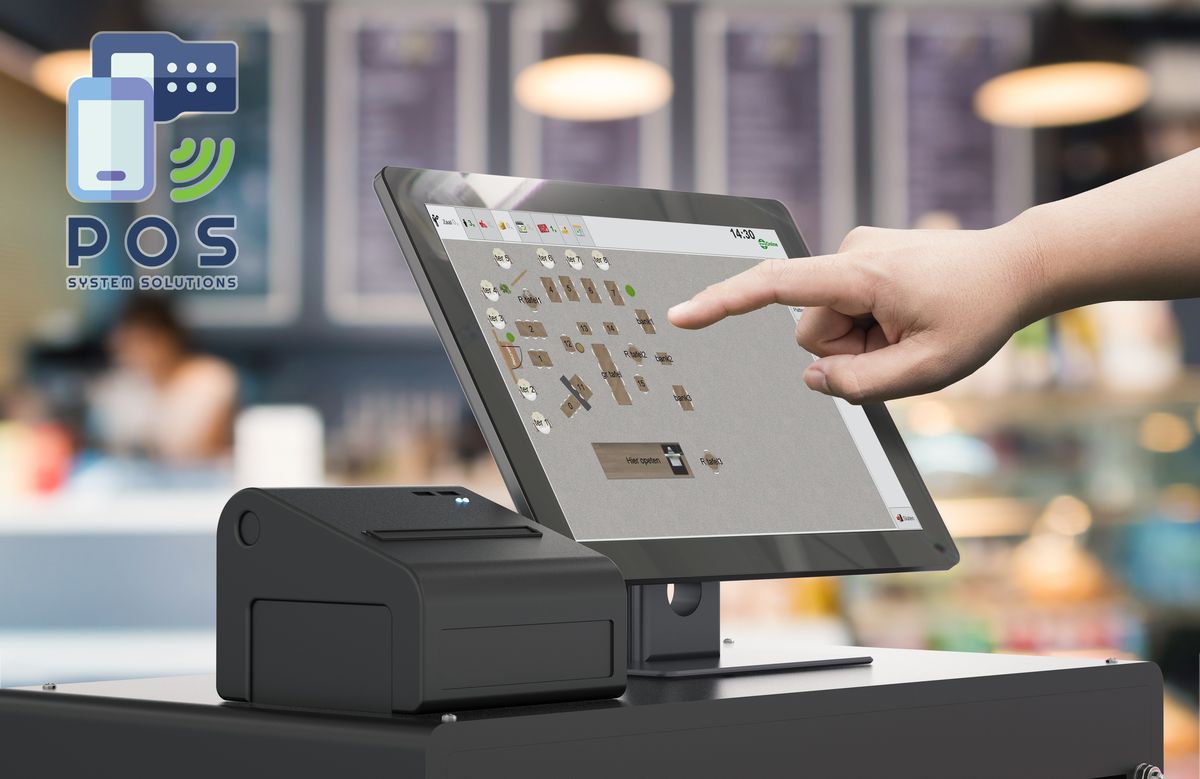 Touchscreen kassa met de plattegrond van het restaurant en een bonnenprinter ernaast
